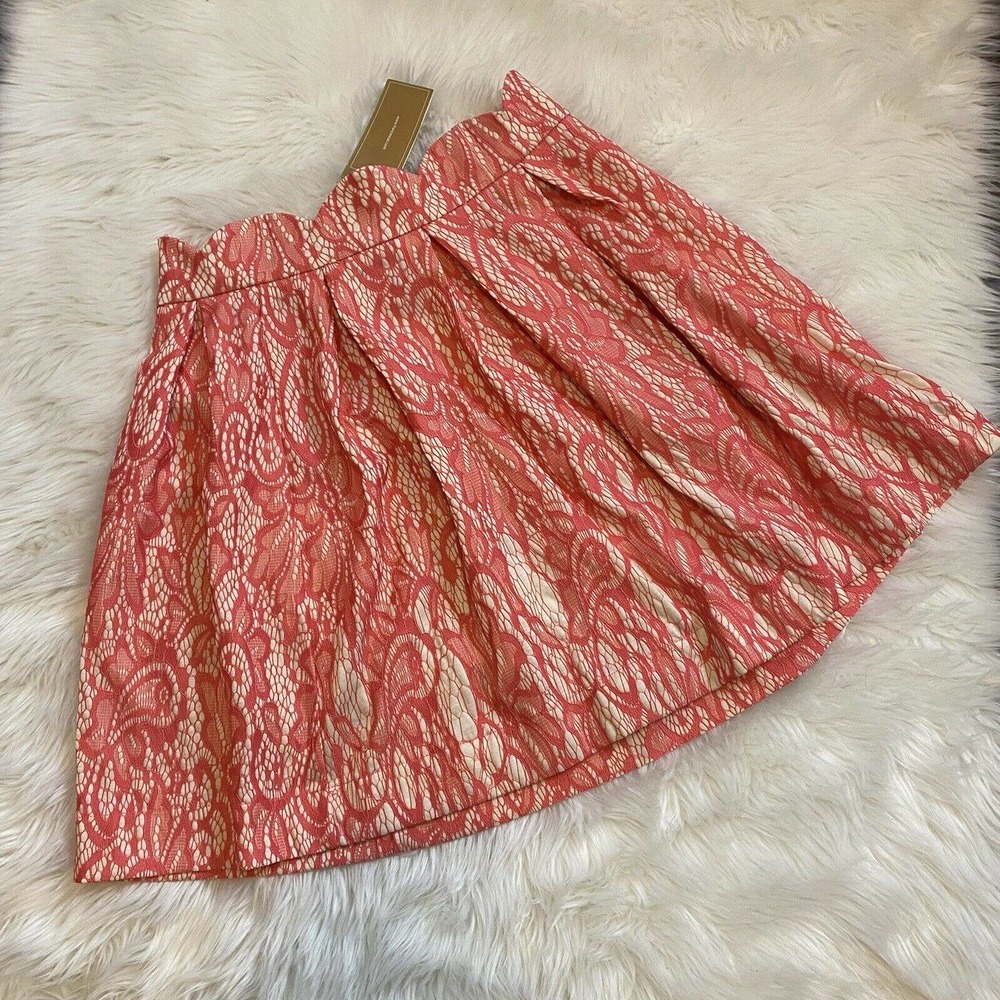 Blue Rain Francescas Pink Tan Floral Lace Casual Skirt Size Large NWT - Picture 1 of 6